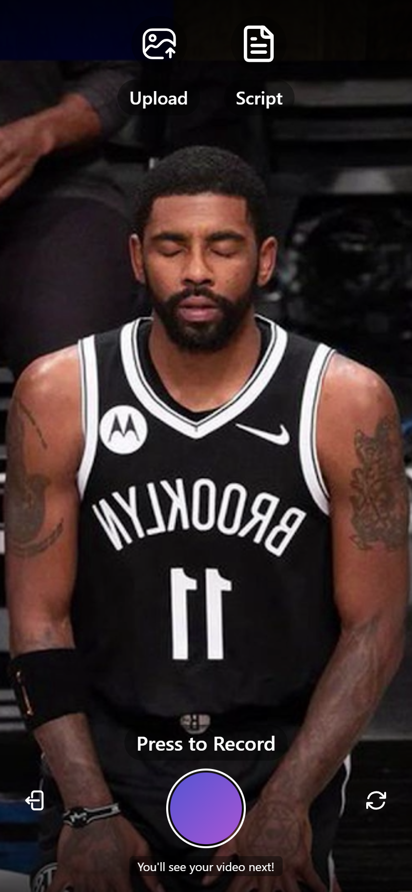 Recording interface with script and upload support